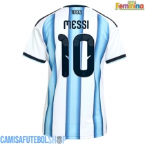 Camisa de time de futebol Argentina Lionel Messi #10 Replicas 1º Equipamento Feminina Mundo 2026 Manga Curta